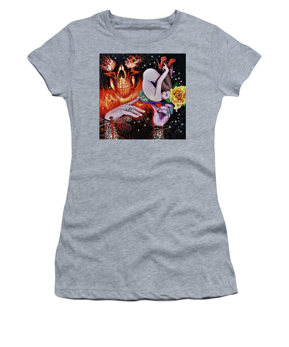 Woman Women's T-Shirt featuring the painting The Feast by Yelena Tylkina