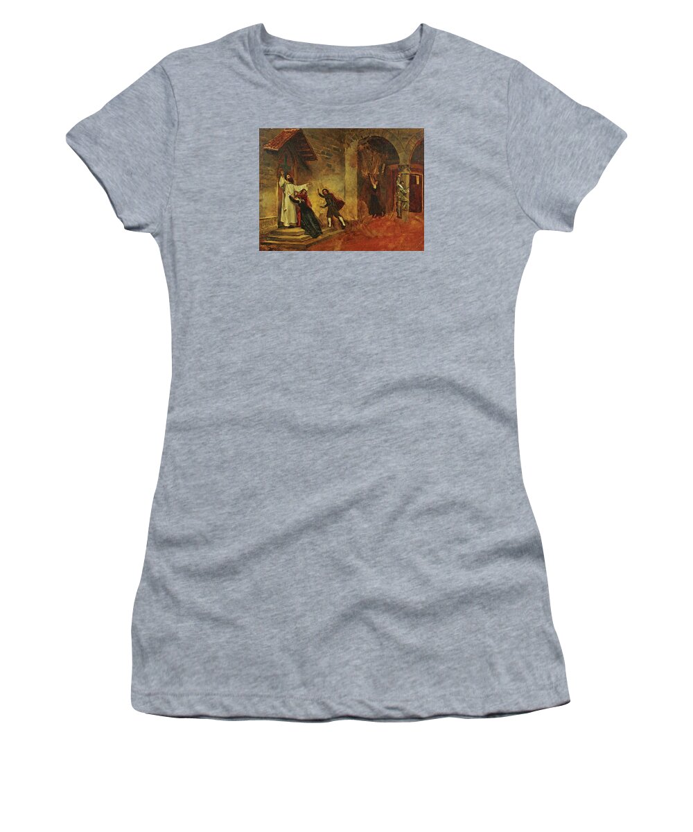 Attributed To Jean-paul Laurens Women's T-Shirt featuring the painting The Fire by Attributed to Jean-Paul Laurens