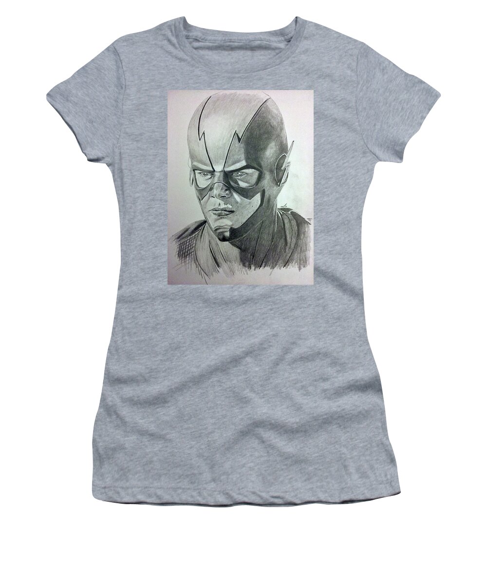 The Flash Women's T-Shirt featuring the drawing The Flash by Michael McKenzie