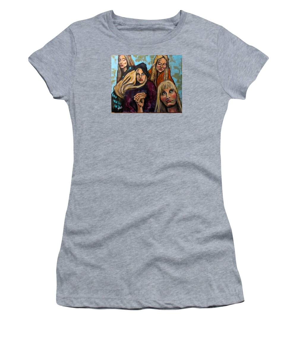 Acrylic Women's T-Shirt featuring the painting The Folk Singer by Barbara O'Toole