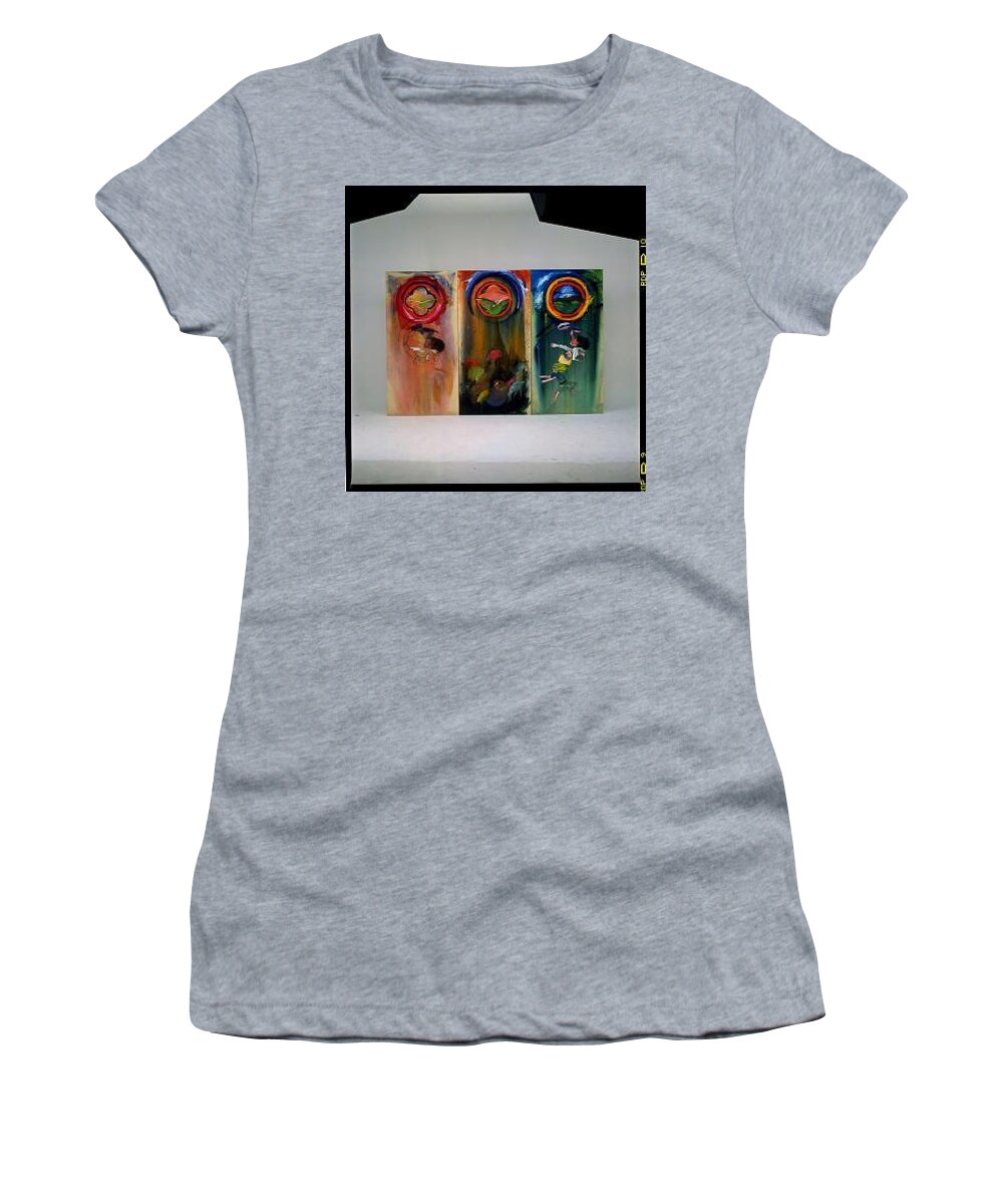 Fall From Grace Women's T-Shirt featuring the painting The Fruit Machine Stops by Charles Stuart