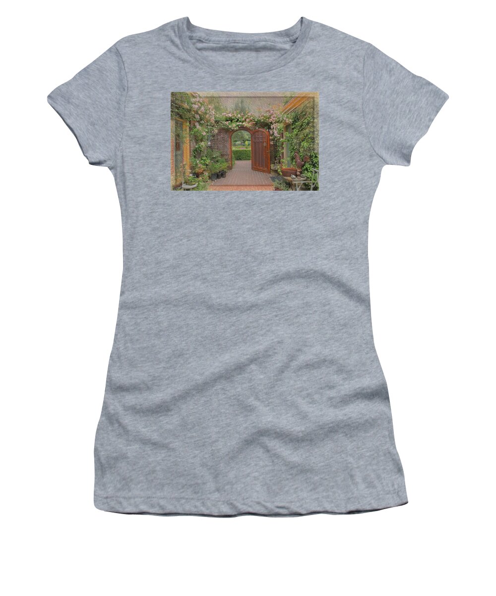Filoli Women's T-Shirt featuring the photograph The Garden door by Patricia Dennis