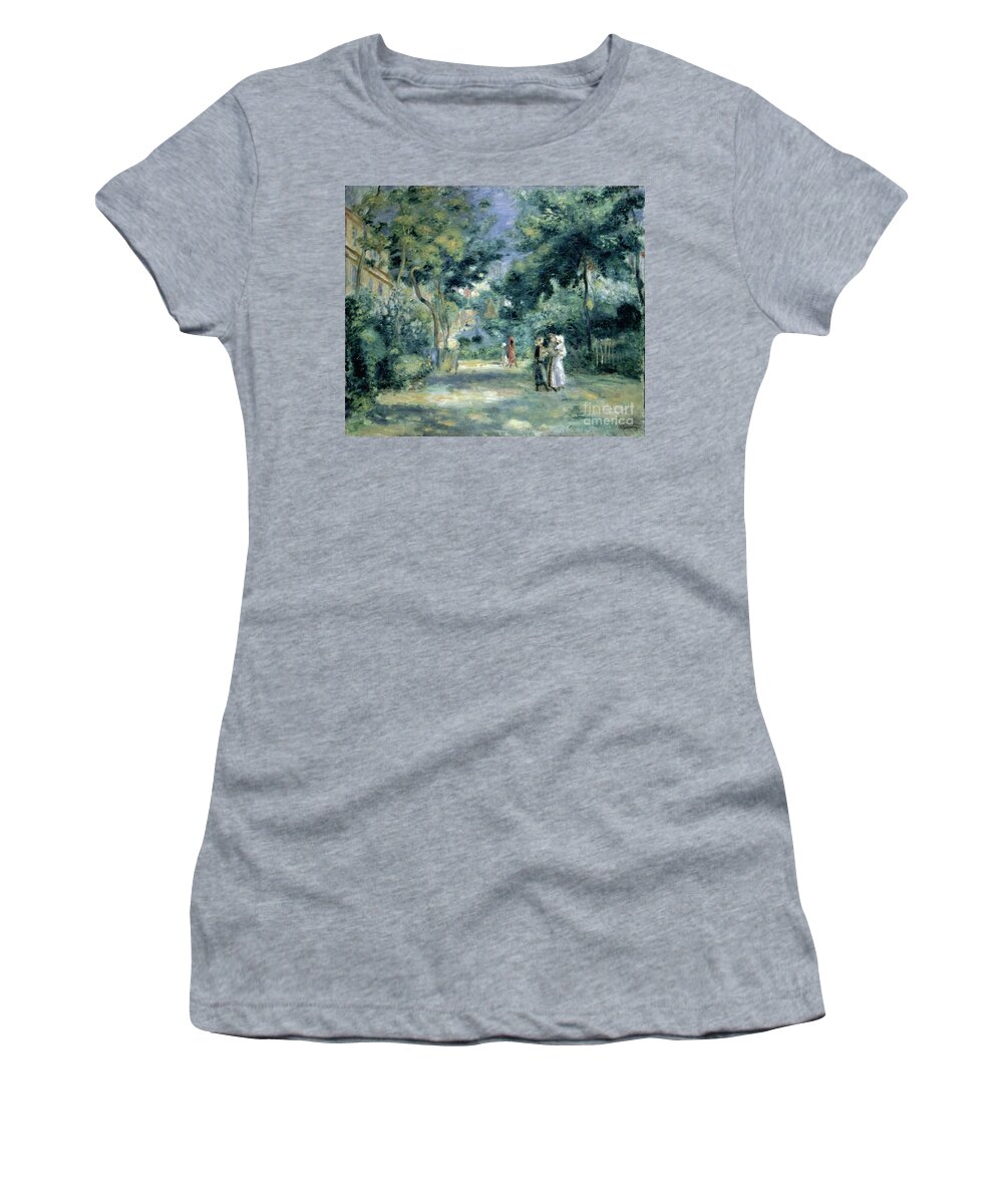 The Gardens In Montmartre Women's T-Shirt featuring the painting The Gardens in Montmartre by Pierre Auguste Renoir