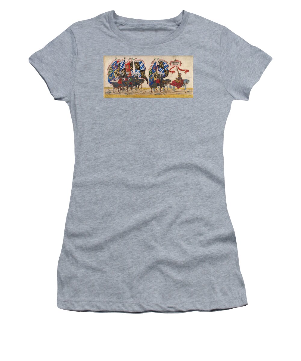Albrecht Altdorfer And Workshop Women's T-Shirt featuring the drawing The German Princes by Albrecht Altdorfer and Workshop