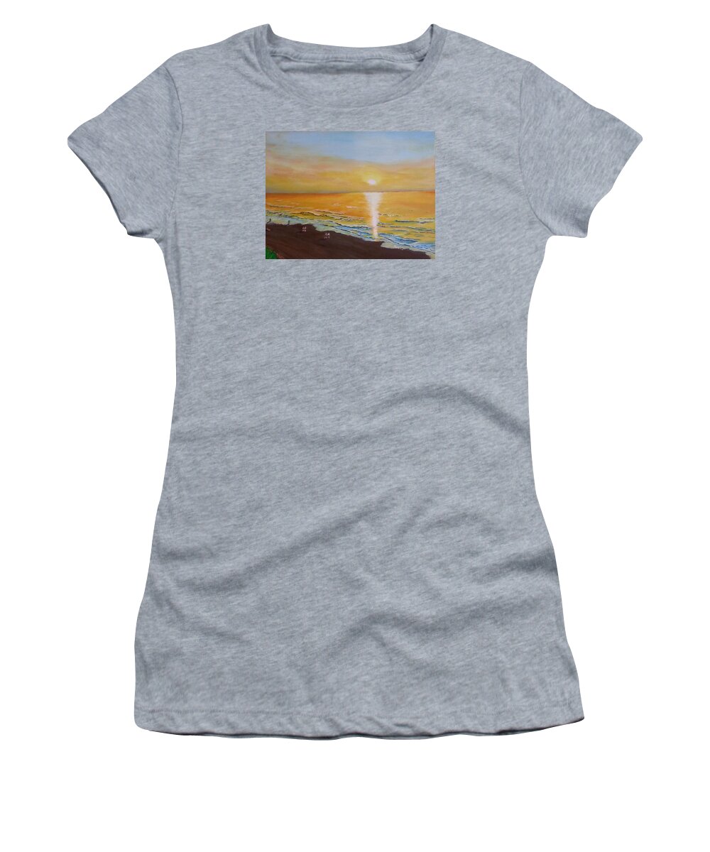 Ocean Women's T-Shirt featuring the painting The Golden Ocean by David Bartsch