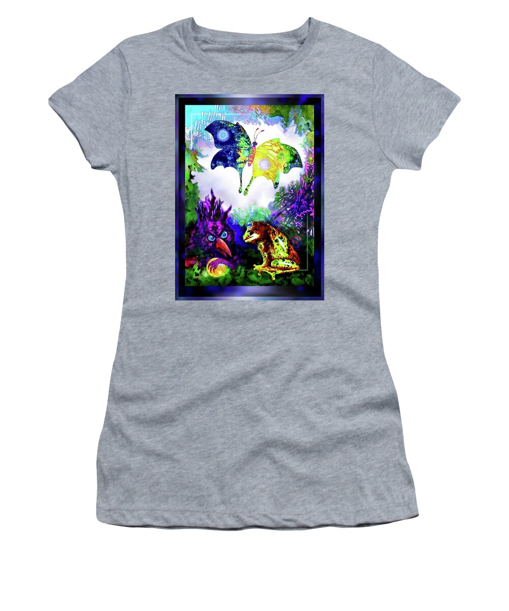 Butterfly Women's T-Shirt featuring the mixed media The golden Orb Incident by Hartmut Jager