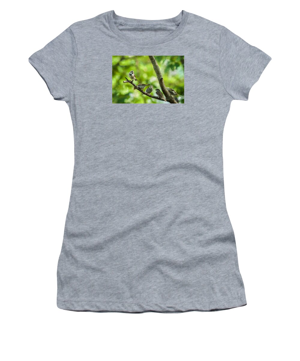 Birds Women's T-Shirt featuring the photograph The Gossip Branch by Cathy Kovarik