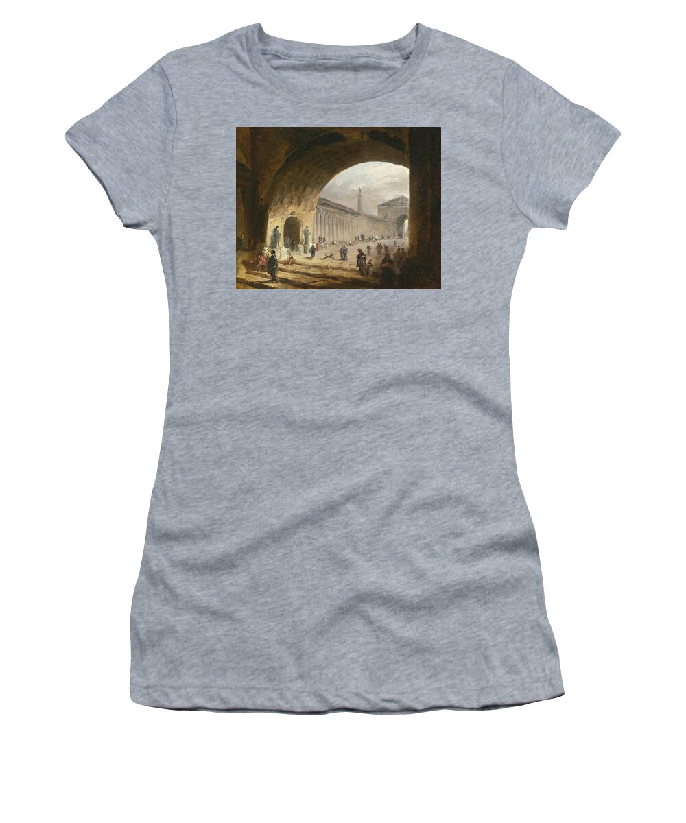 Hubert Robert Women's T-Shirt featuring the painting The Great Archway by Hubert Robert