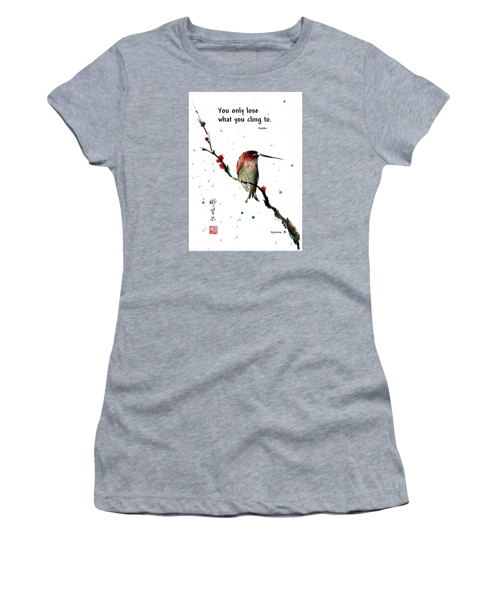 Chinese Brush Painting Women's T-Shirt featuring the painting The Guardian with Buddha quote by Bill Searle