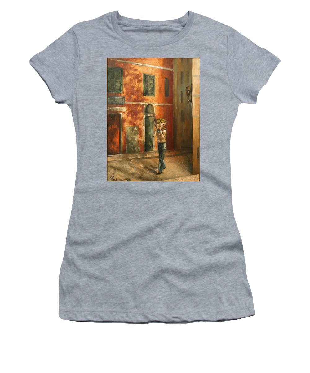 Painting Women's T-Shirt featuring the painting The harvest by Vali Irina Ciobanu