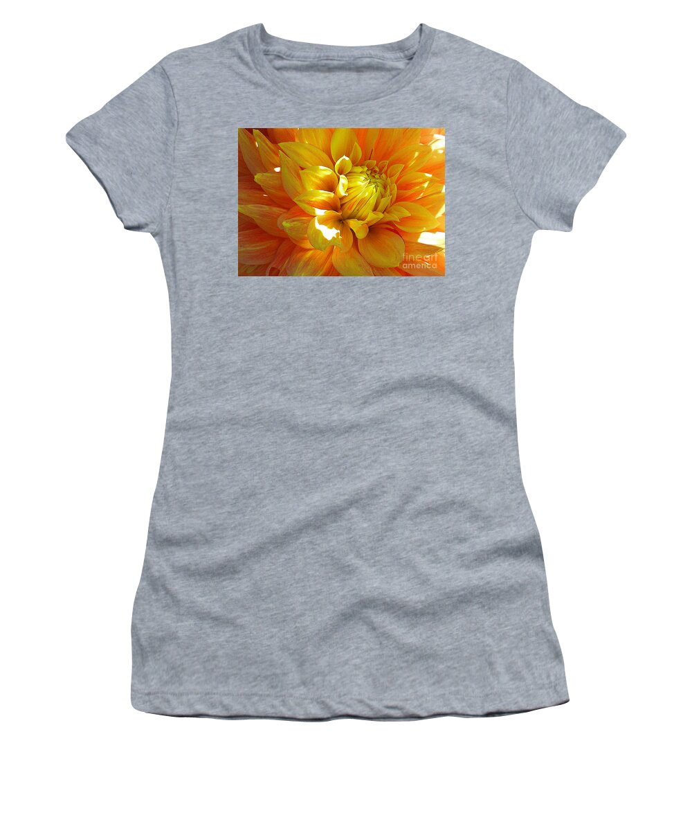 Flower Women's T-Shirt featuring the photograph The Heart of a Dahlia by Joyce Creswell