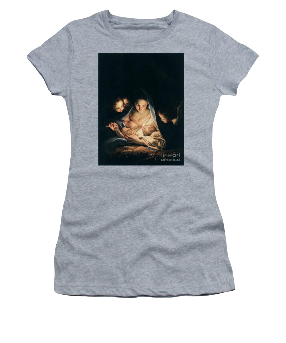The Holy Night By Carlo Maratta 2 Women's T-Shirt featuring the painting The Holy Night by MotionAge Designs