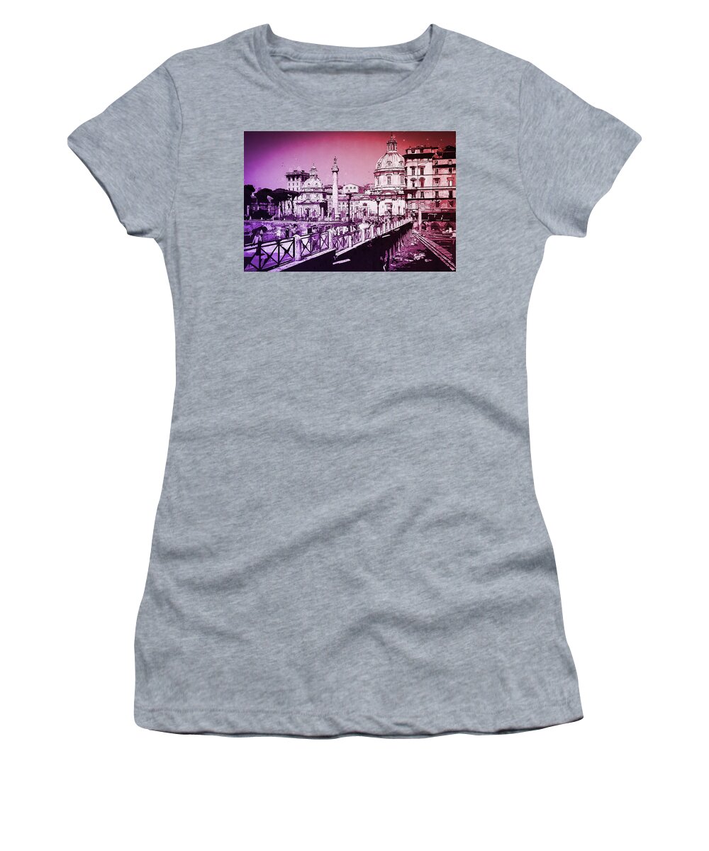 Rome Imperial Fora Women's T-Shirt featuring the painting The Imperial Fora, Rome - 17 by AM FineArtPrints