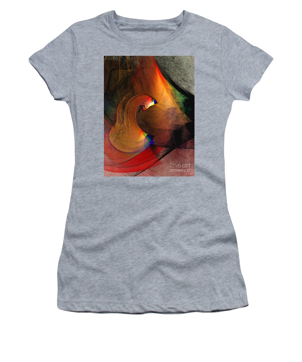 Abstract Women's T-Shirt featuring the digital art The Last Curtain by Karin Kuhlmann