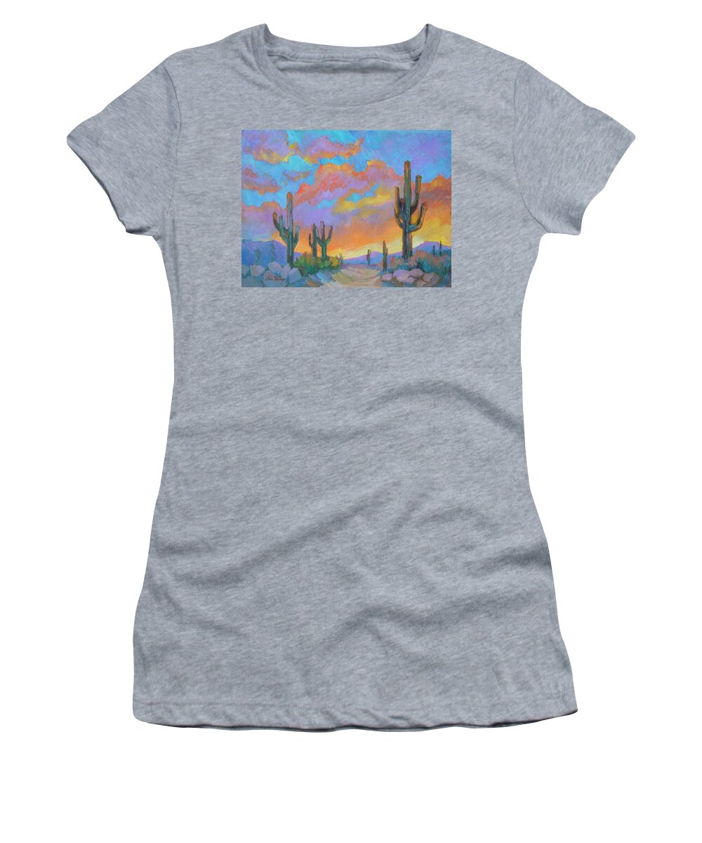 Sunset Women's T-Shirt featuring the painting The Last Light by Diane McClary