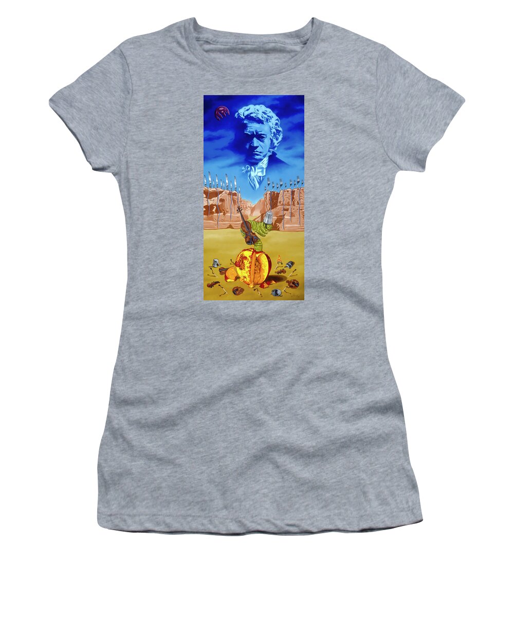  Women's T-Shirt featuring the painting The Last Soldier an Ode to Beethoven by Paxton Mobley