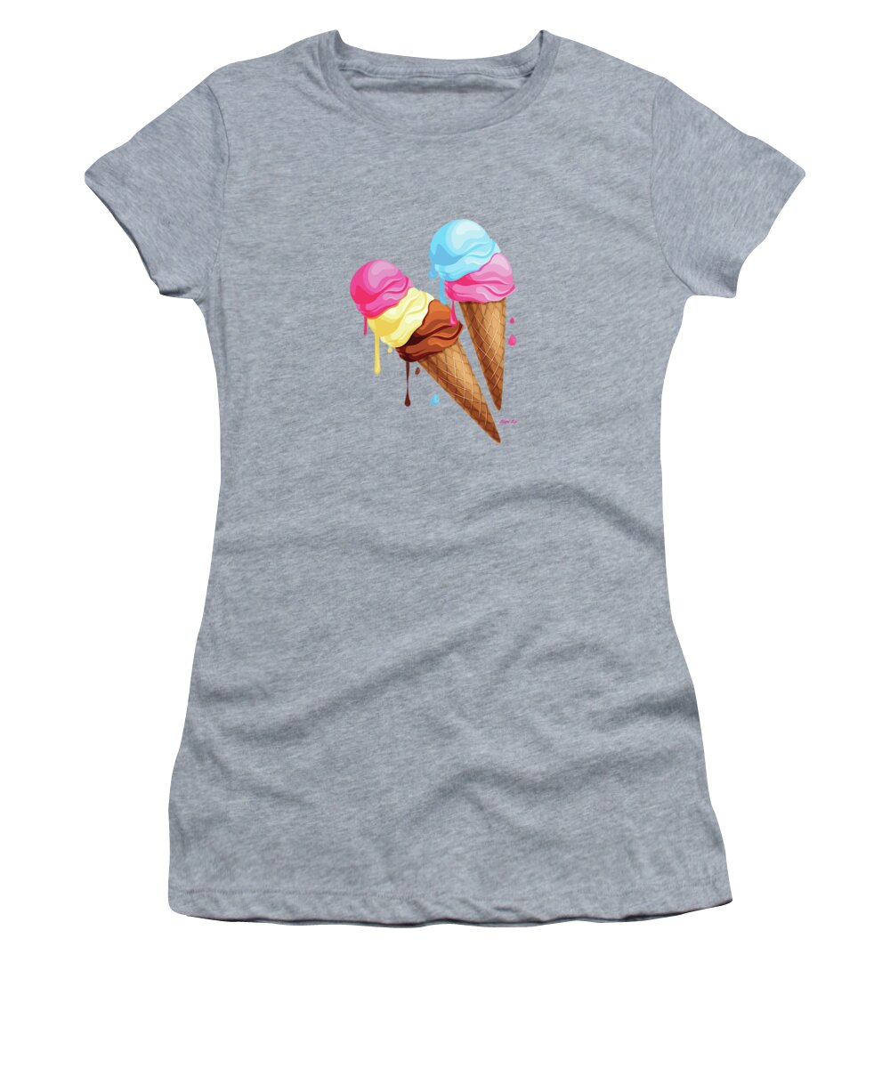 Summer Women's T-Shirt featuring the painting The Last Taste Of Summer Is The Sweetest by Little Bunny Sunshine