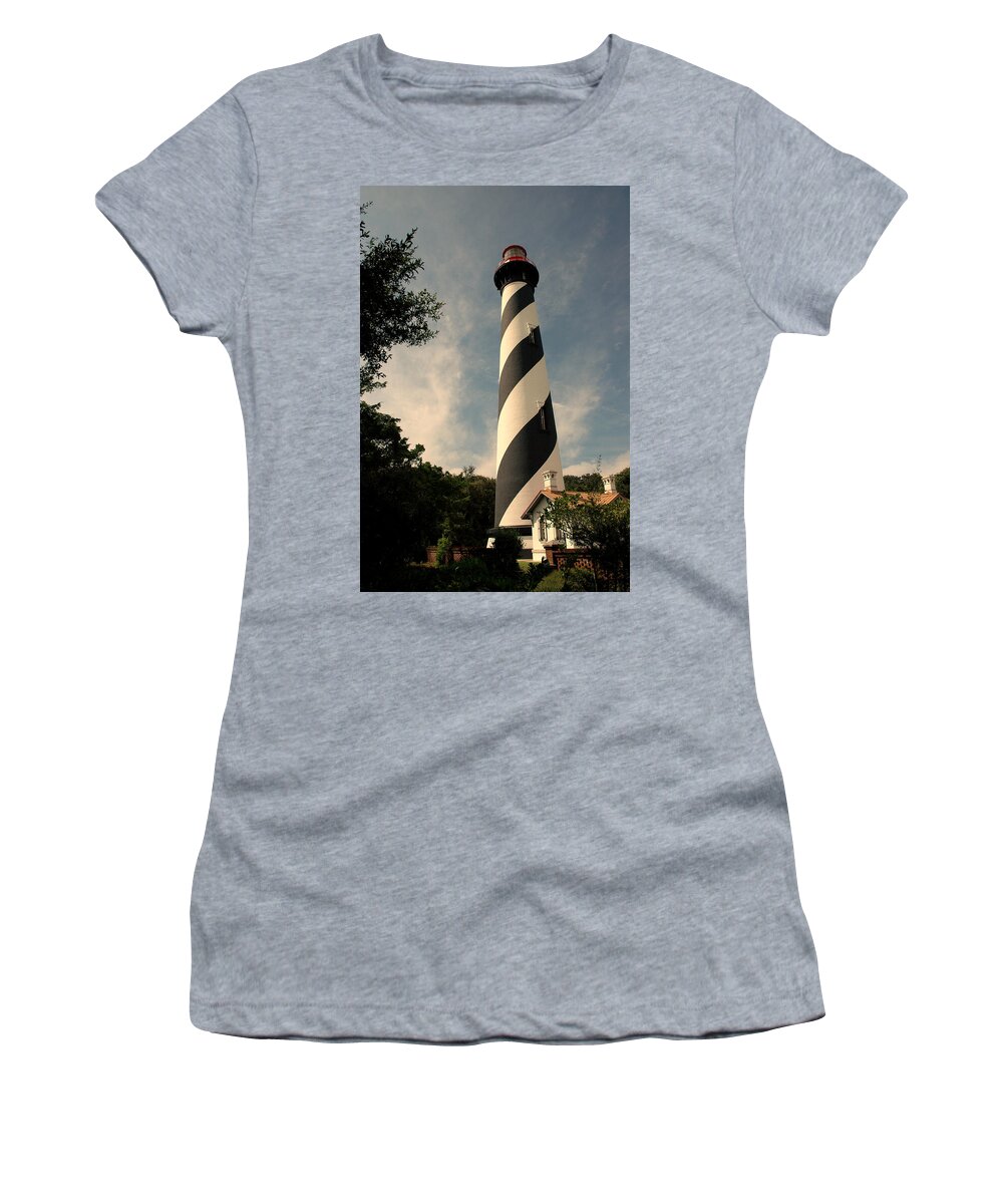 Lighthouse Women's T-Shirt featuring the photograph The Lighthouse in St.Augustin FL by Susanne Van Hulst