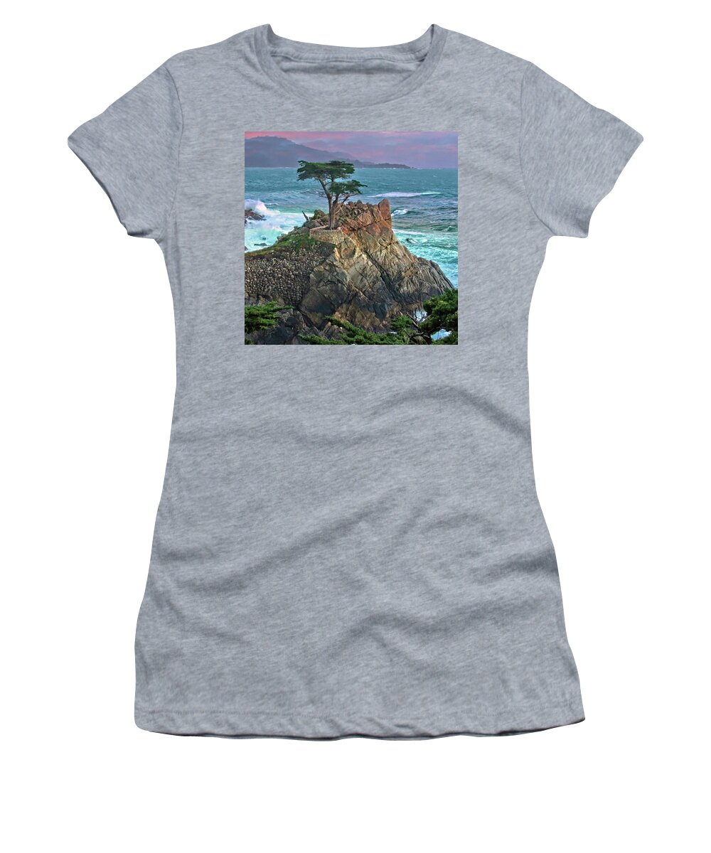 Photography By Suzanne Stout Women's T-Shirt featuring the photograph The Lone Cypress by Suzanne Stout