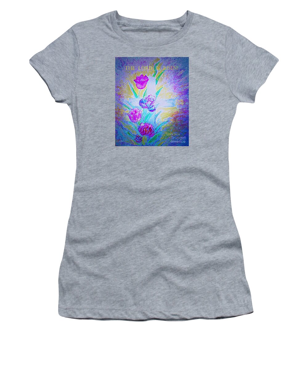 Cross Women's T-Shirt featuring the painting The Lord is Risen by Hazel Holland