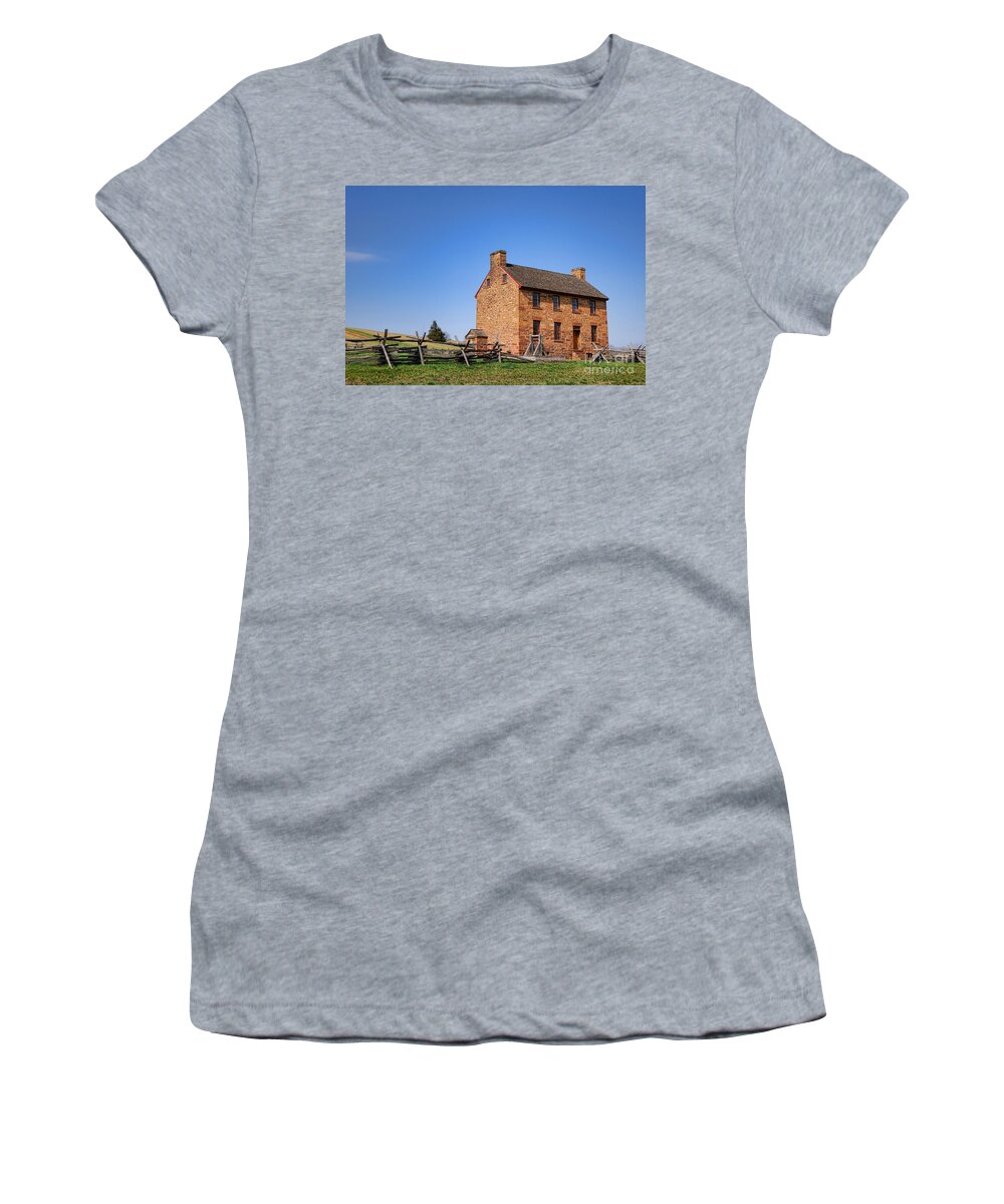 Stone Women's T-Shirt featuring the photograph The Manassas Stone House by Olivier Le Queinec