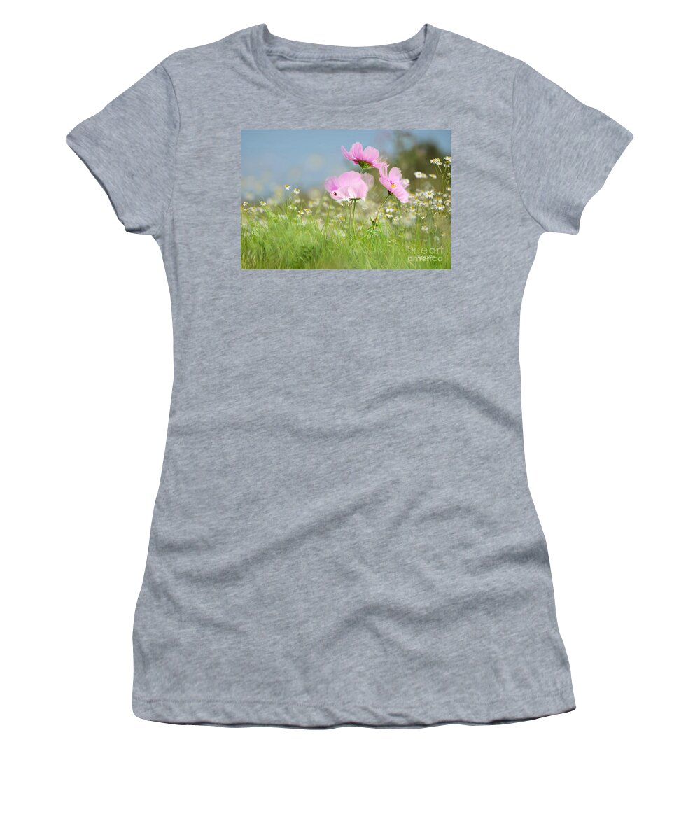 Wild Flowers Women's T-Shirt featuring the mixed media The Meadow by Morag Bates