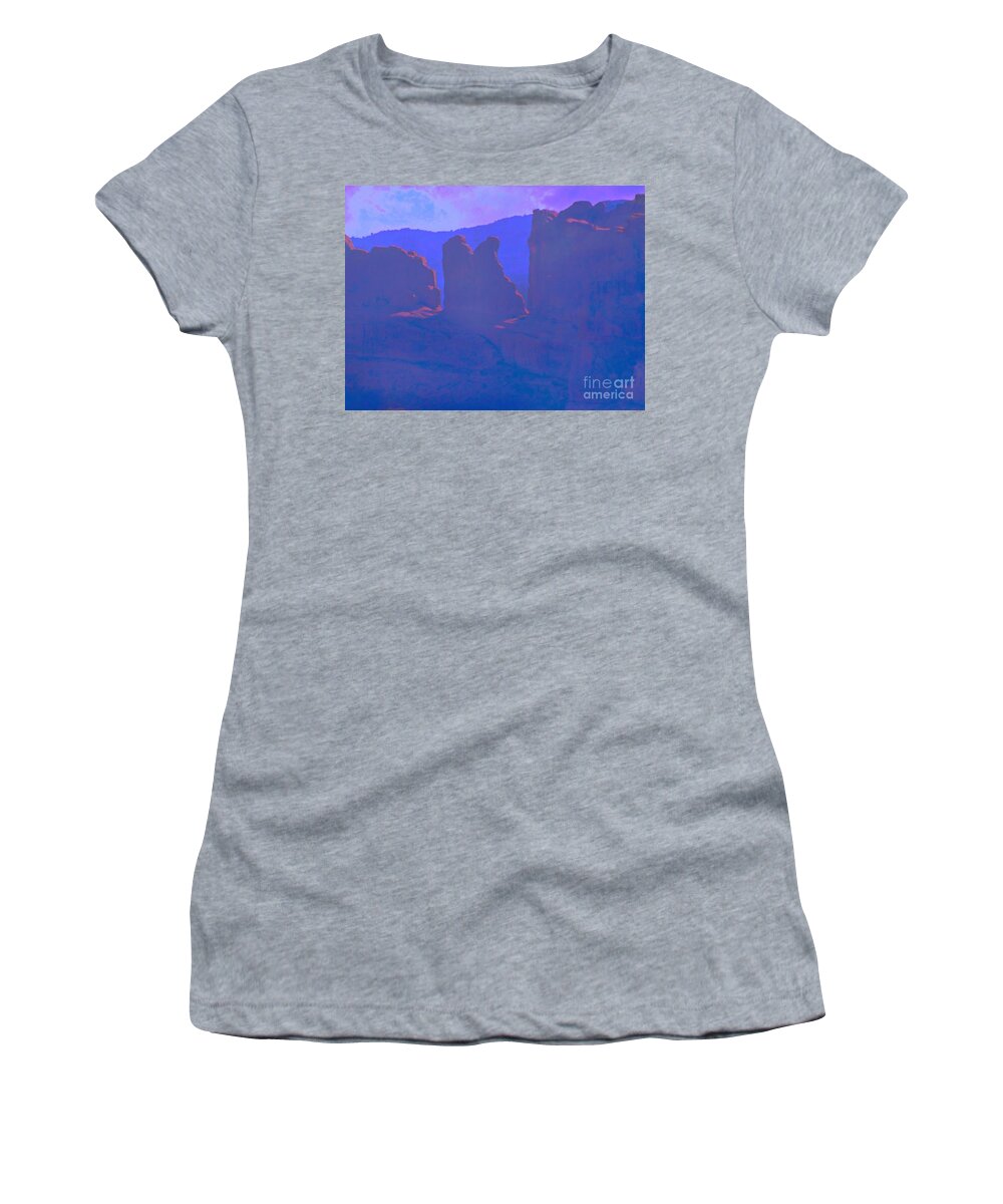 Arches National Monument Women's T-Shirt featuring the digital art The Morners by Annie Gibbons