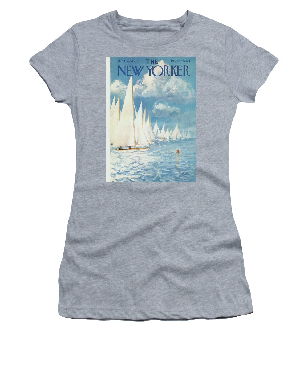 Arthur Women's T-Shirt featuring the painting New Yorker Cover - June 13th, 1959 by Arthur Getz
