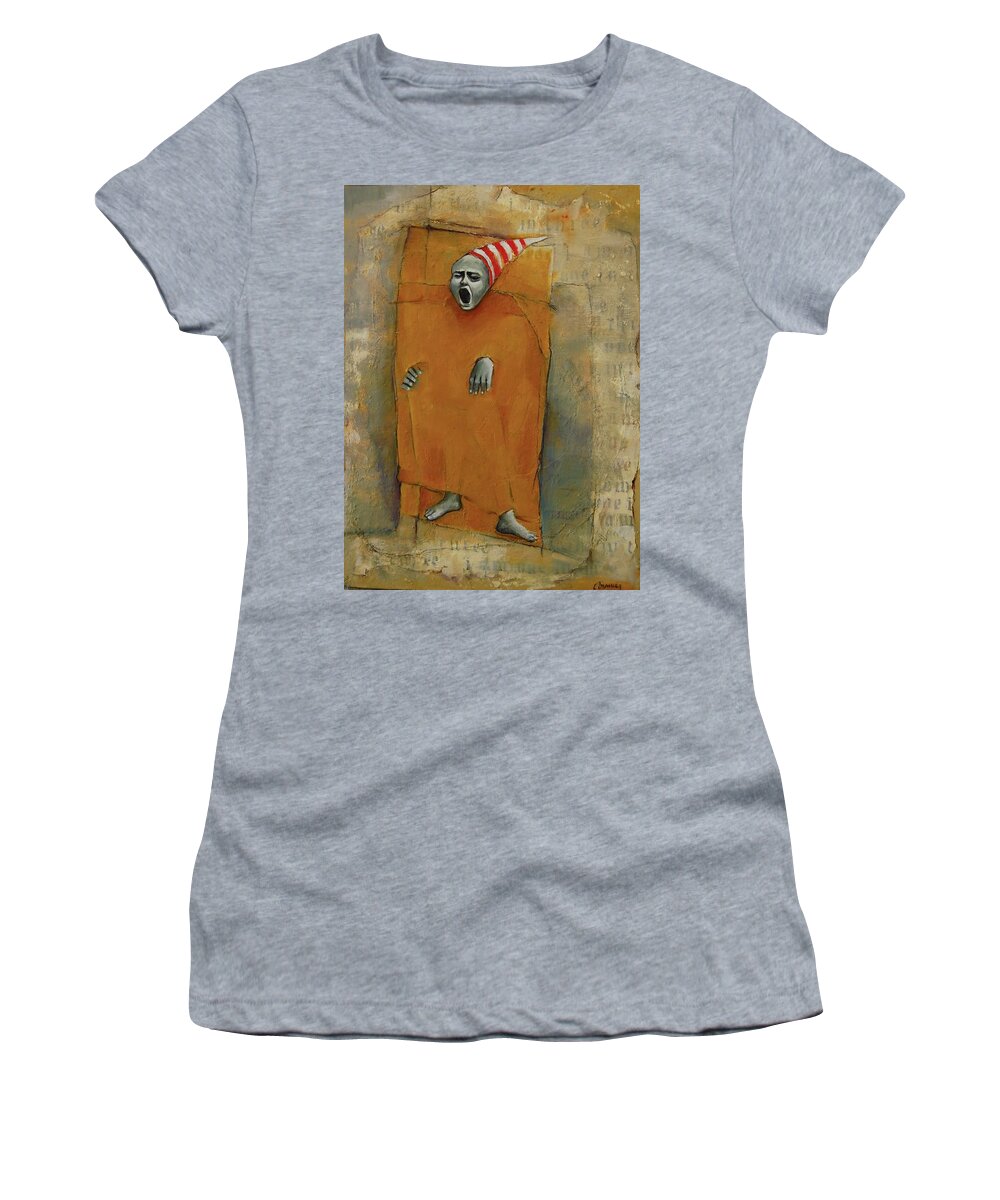 Pain Women's T-Shirt featuring the painting The Nightmares Seem More Real the Closer You Get to the Truth by Jean Cormier