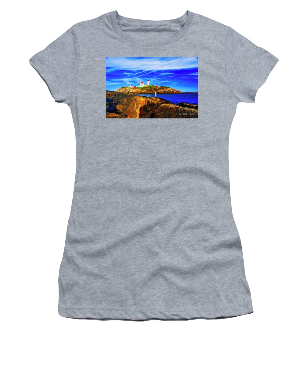 Maine Lighthouses Women's T-Shirt featuring the photograph The Nuble Look by Rick Bragan