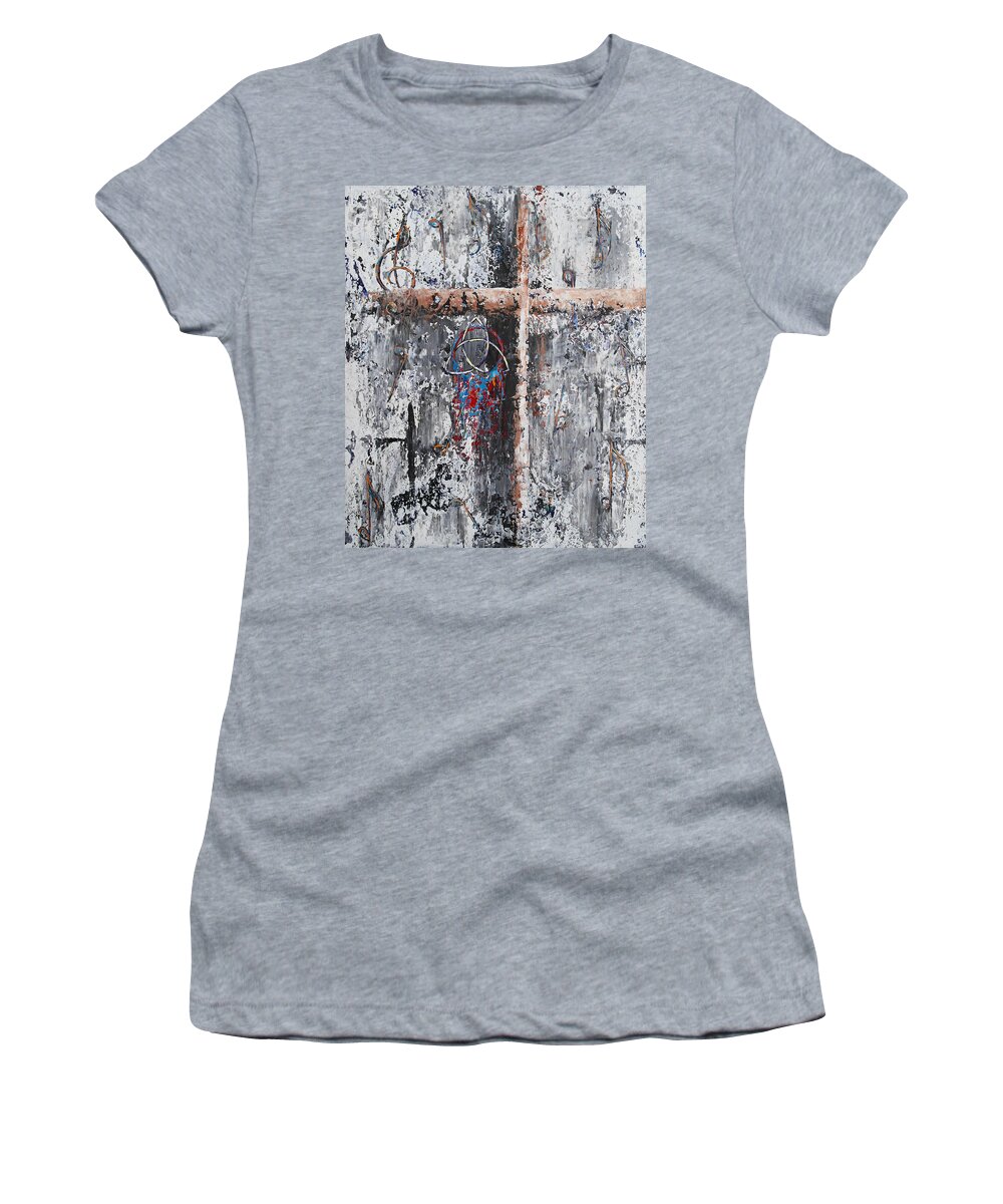 Abstract Women's T-Shirt featuring the painting The Old Rugged Cross by Wayne Cantrell
