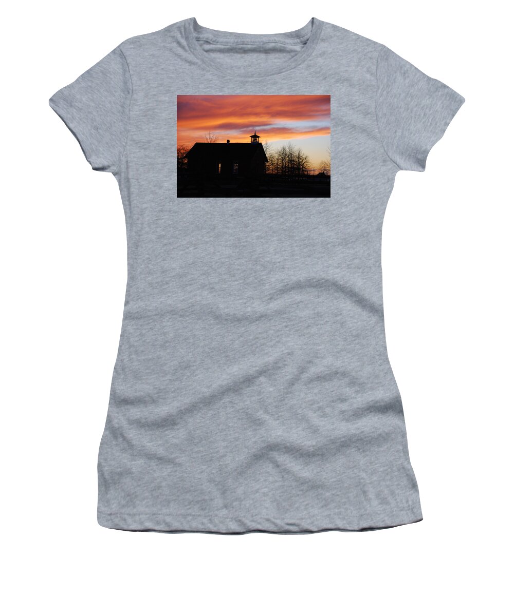 Sunset Women's T-Shirt featuring the photograph The Old Schoolhouse by Wanda Jesfield
