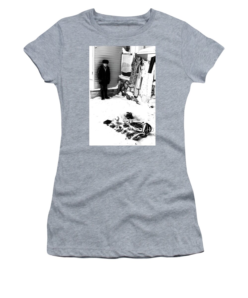 Old Man Selling Women's T-Shirt featuring the photograph The Old Seller by John Williams