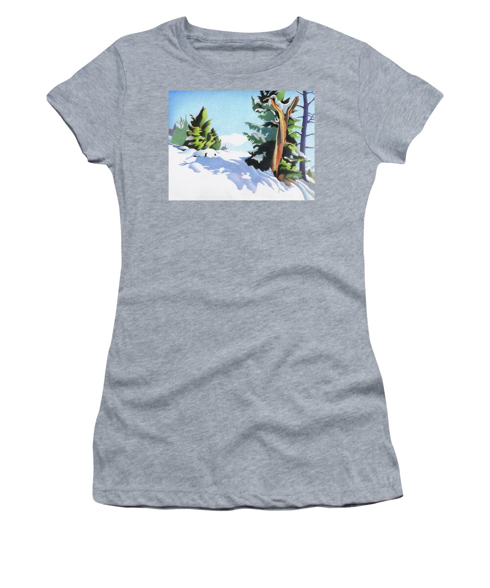 Art Women's T-Shirt featuring the drawing The Old Stump, Elk Ridge by Dan Miller