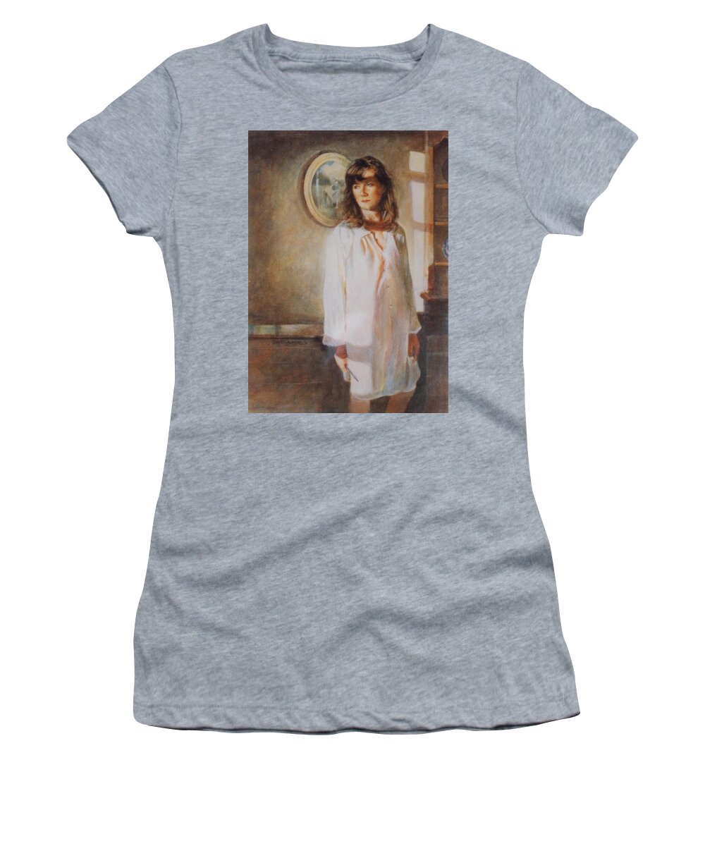 Portrait Women's T-Shirt featuring the painting The Old Watercolour by David Ladmore