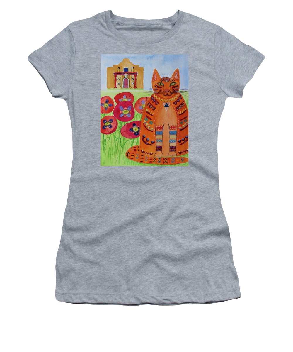 Orange Cat Women's T-Shirt featuring the painting the Orange Alamo Cat by Vera Smith