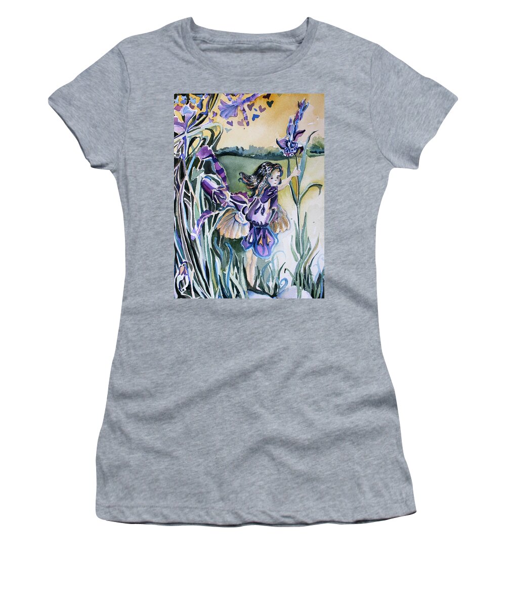 Orchid Women's T-Shirt featuring the painting The Orchid Fairy by Mindy Newman