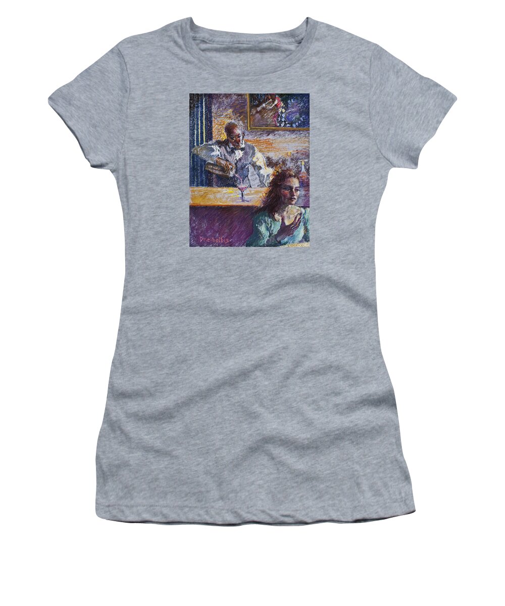 Bar Women's T-Shirt featuring the painting The Pied Piper by Ellen Dreibelbis