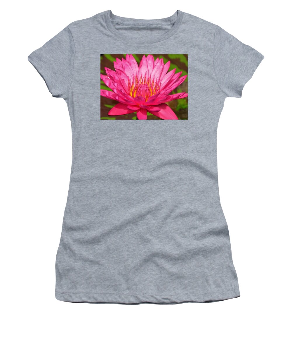 Water Lily Women's T-Shirt featuring the photograph The Pinkest of Pinks by Lori Frisch