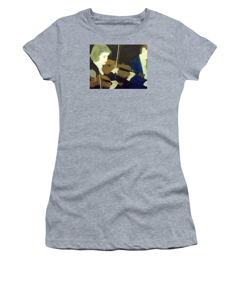 Pretty Women's T-Shirt featuring the painting The Prettiest Violinist in the Orchestra by Peter Gartner