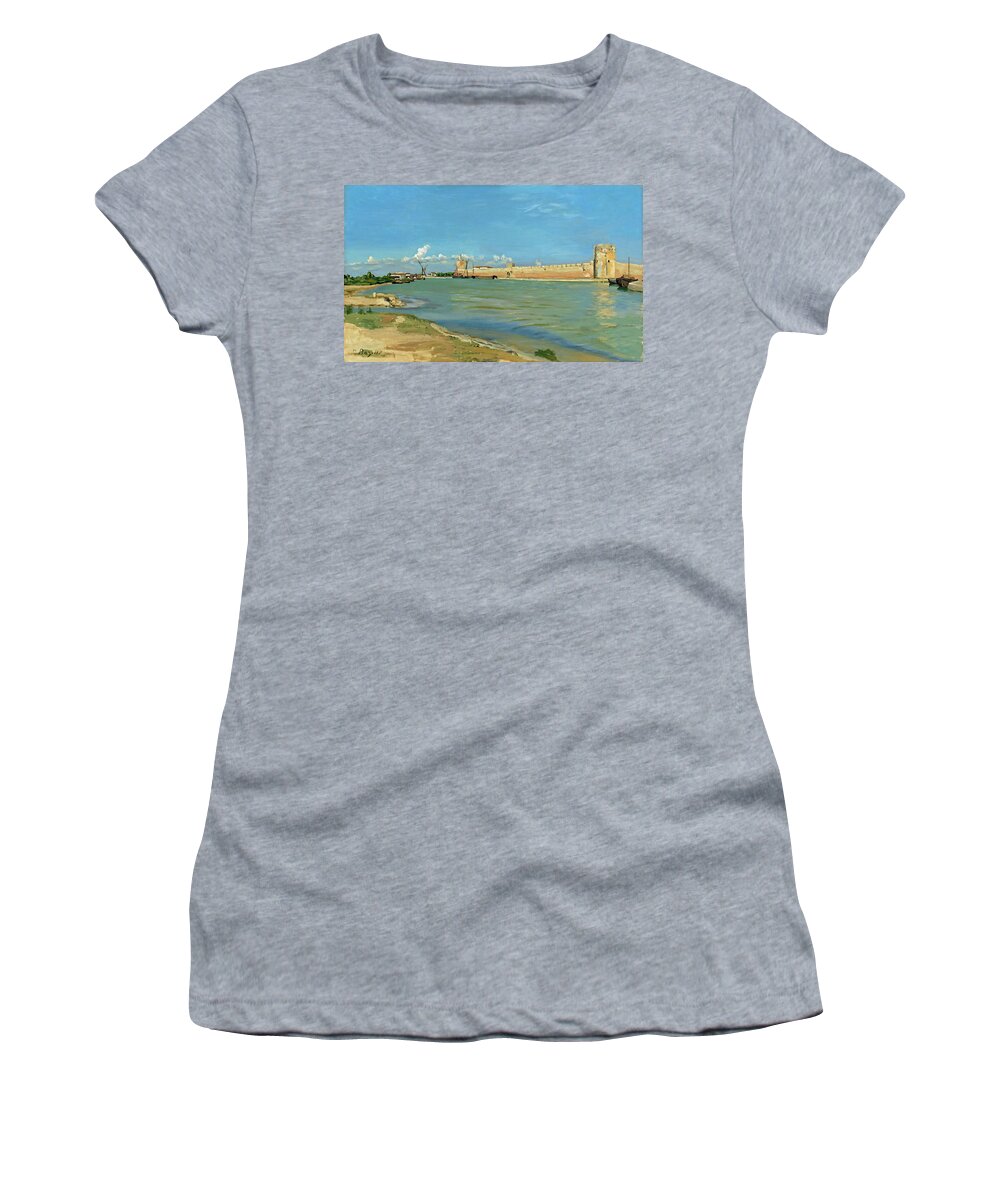 Artist Women's T-Shirt featuring the painting The Ramparts at Aigues Mortes by Frederic Bazille