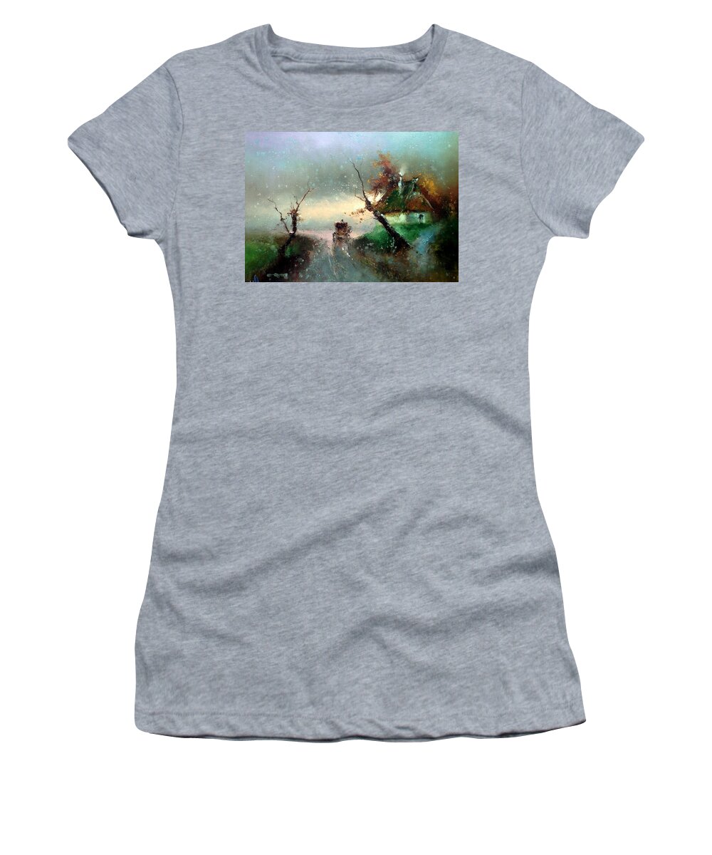Russian Artists New Wave Women's T-Shirt featuring the painting The Rays of the Morning Sun by Igor Medvedev
