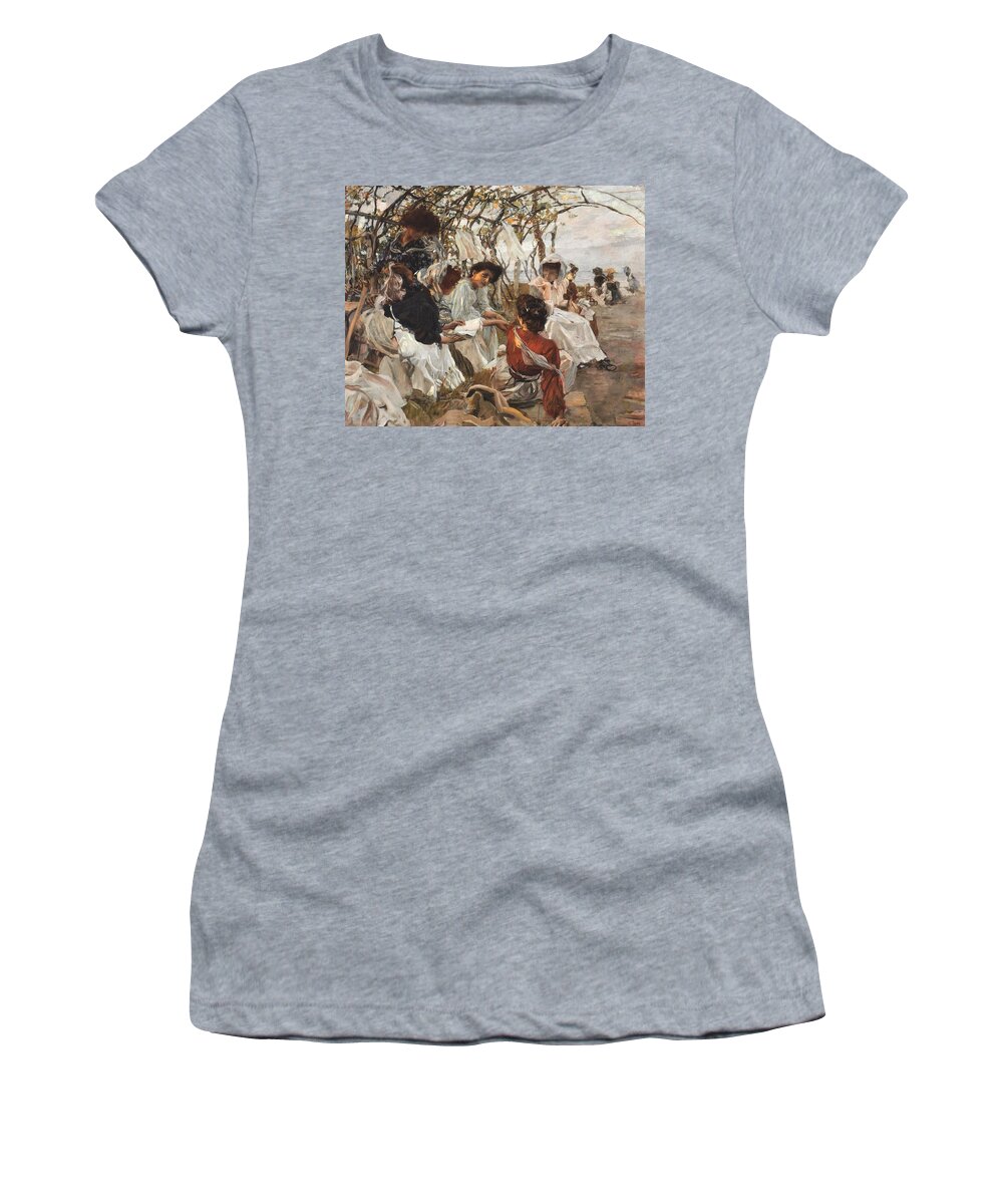 Ettore Tito - The Reading [1907] Women's T-Shirt featuring the painting The Reading by Ettore