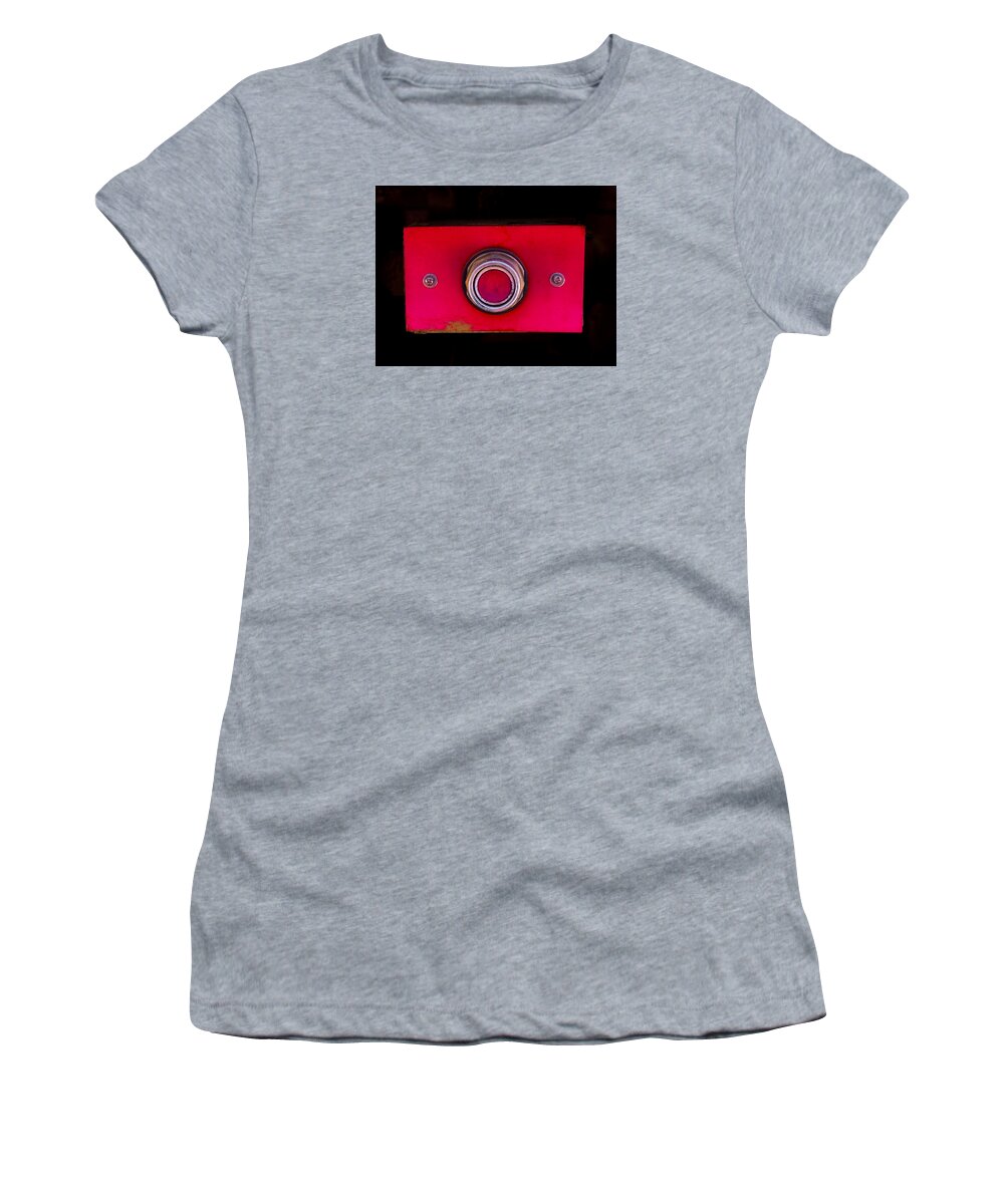 Button Women's T-Shirt featuring the photograph The Red Button by David Kay