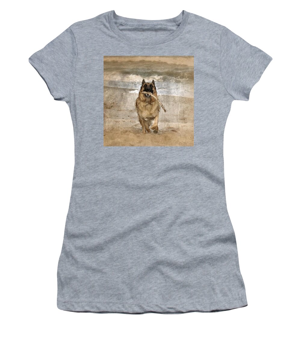 German Shepherd Dogs Women's T-Shirt featuring the photograph The Retrieve by Angie Tirado