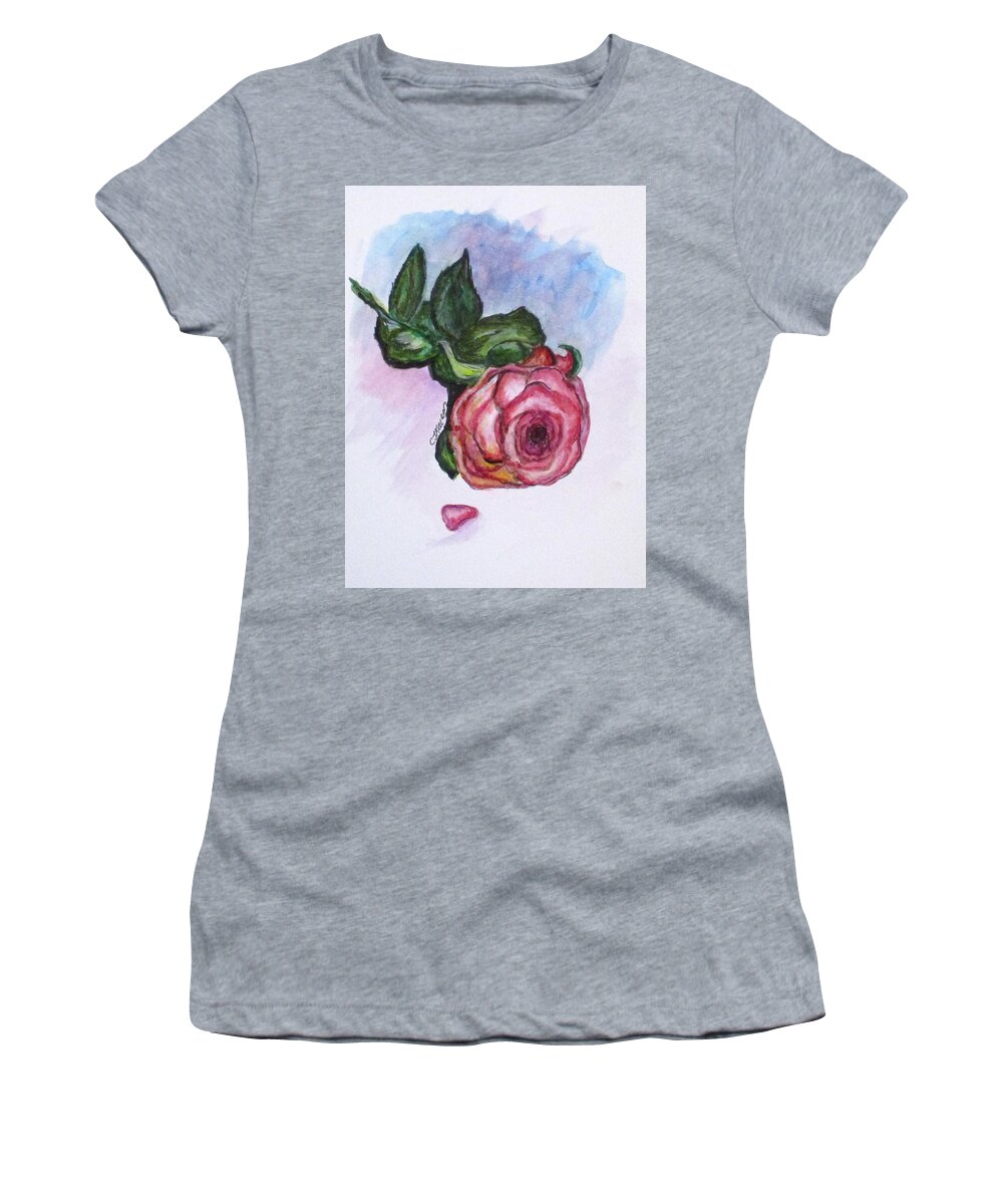 Roses Women's T-Shirt featuring the painting The Rose by Clyde J Kell