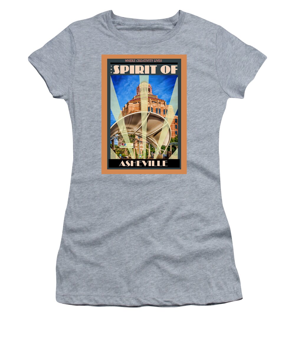 Asheville Women's T-Shirt featuring the digital art The Spirit of Asheville by John Haldane