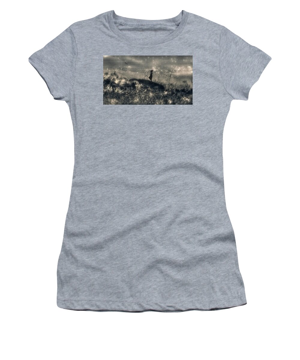  Women's T-Shirt featuring the photograph The Star Tossed Sea by Cybele Moon