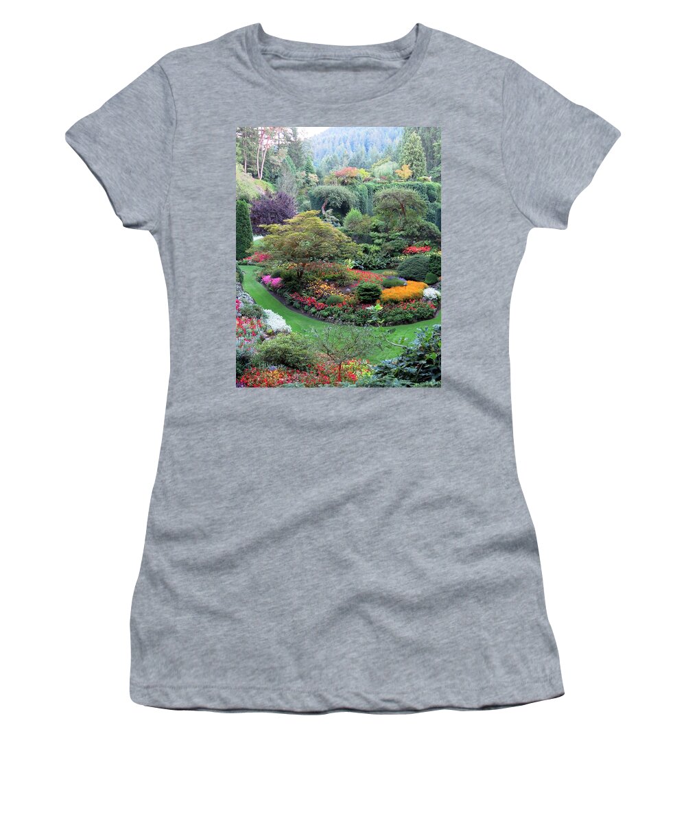 Flowers Women's T-Shirt featuring the photograph The Sunken Garden by Betty Buller Whitehead