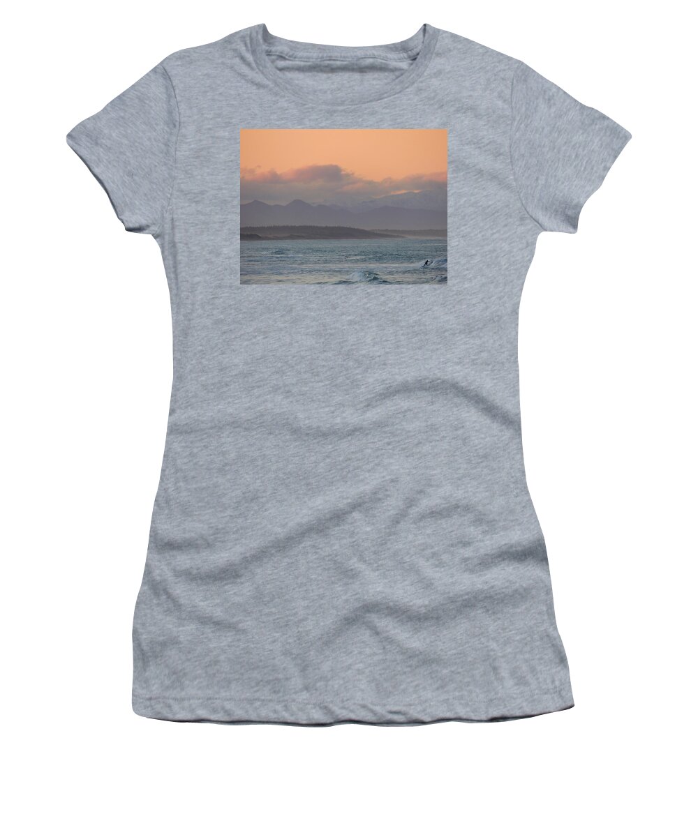 Blue Women's T-Shirt featuring the photograph The Sunset Surfer by Steve Taylor